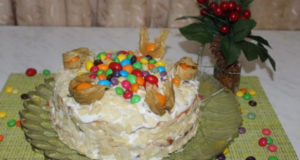 Торт сметанник с мандариновым джемом