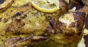Запеченная курица с грибами и гарниром