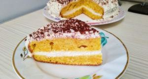 Морковный пирог с творожной начинкой