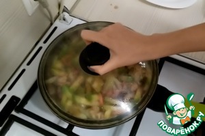 Куриные сердечки с овощами