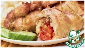 Фаршированные рулетики из куриного бедра