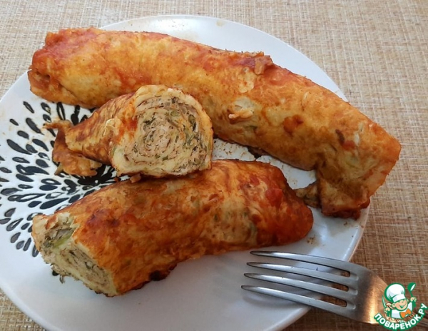 Кабачковые рулетики с фаршем