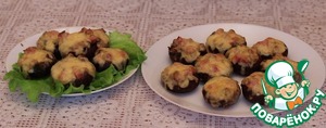 Грибы фаршированные ветчиной и сыром
